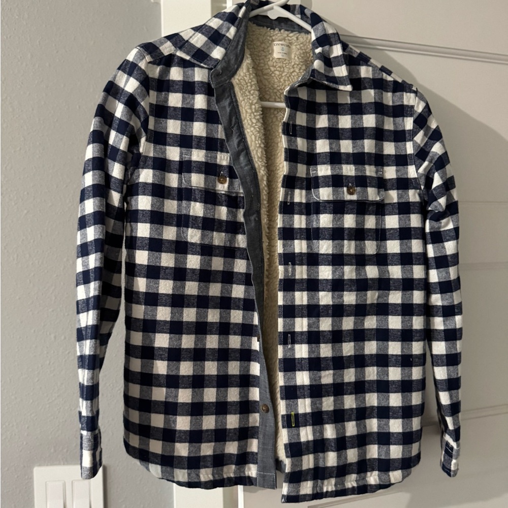 Crewcuts Boys Navy and White Checkered Sherpa Jacket